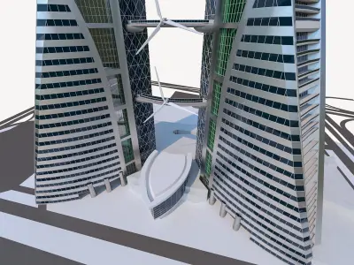 Bahrain World Trade Center Low-poly 3D model