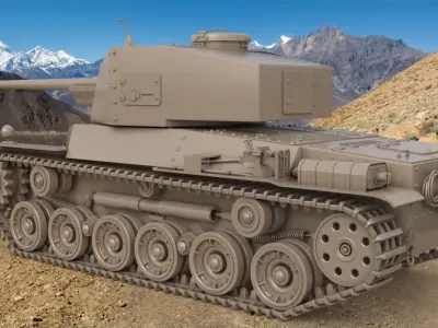Tank Type 3 Chi-Nu Japan Clay Vray 3D model