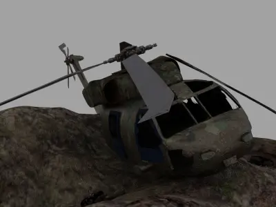 Crashed Helicopter Low-poly 3D model