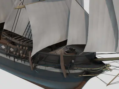 HMS Beagle 1831 - Charles Darwin Ship - LowPoly Low-poly 3D model