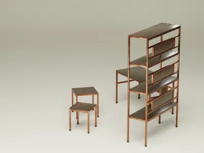 Student Study Set - Rustic Ashwood Hammered Copper - AMS02 Free 3D model