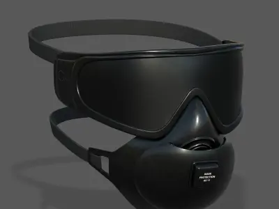 Gas mask protection futuristic technology  Low-poly 3D model purchase