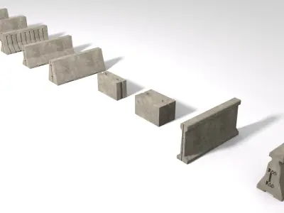 Construction Concrete Barrier Low-poly 3D model