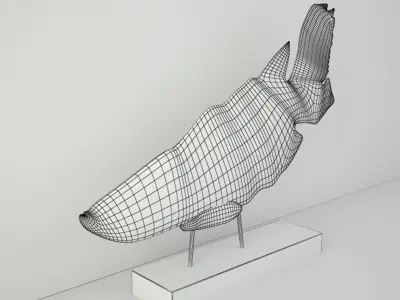 Teak Wood Fish Sculpture 3D model