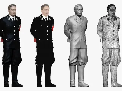 001230 man in nazi gestapo uniform shtirlits 3D model