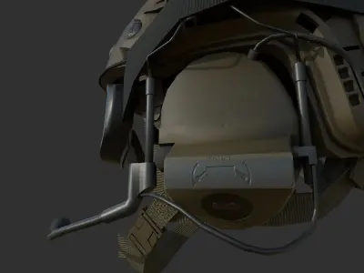 Ops-Core Fast XP TAN with Comtac and Goggles Low Poly 3D model Low-poly 3D model