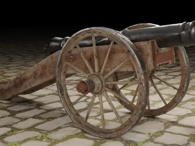 Old cannon Low-poly 3D model