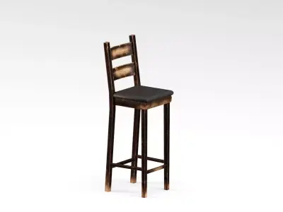 S00034 Wooden Bar Stool Lowpoly Free low-poly 3D model