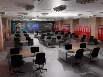 Mission Control Center Low-poly 3D model