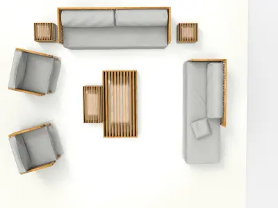 Garden seats  Low-poly 3D model