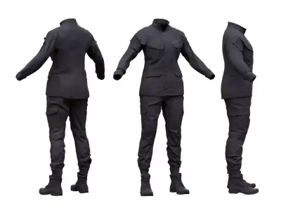 Female Military Outfit 2 Low-poly 3D model