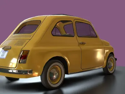 Game-ready lowpoly Classic Fiat 500 micro-car Low-poly 3D model
