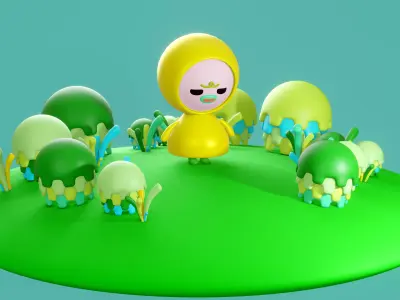  Duck Chick character for game animation Low-poly 3D model