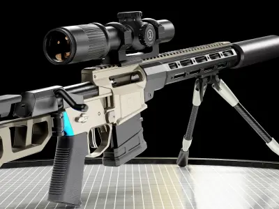Fix by Q Sniper Rifle Low poly hyper realistic model Low-poly 3D model