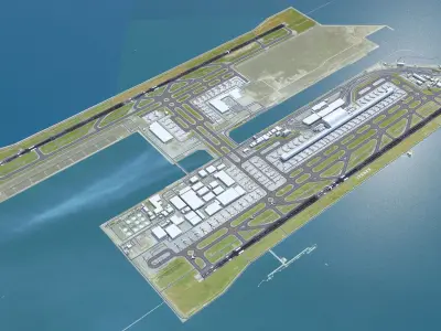 Kansai International Airport 10km Low-poly 3D model