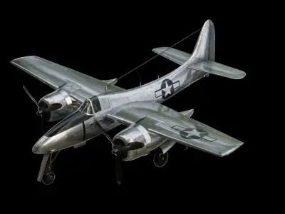 Grumman F7F Tigercat Low-poly 3D model