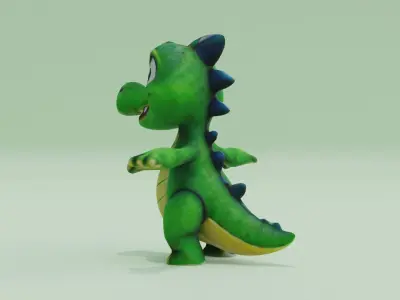 Baby Dragon T-pose Character Low-poly 3D model