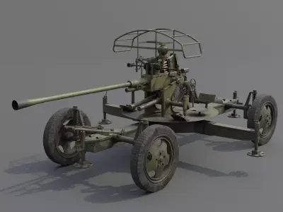 37 mm automatic air defense gun M1939 61-K Low-poly 3D model