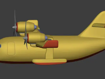 Generic Firefighting Aircraft - Airplane - Seaplane - Floatplane Low-poly 3D model