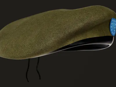 Green Beret Hat Cap Low-poly 3D model