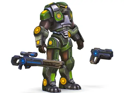 Sci-Fi Male Cyborg - Man Drone Heavy Sniper Soldier Bandit Low-poly 3D model