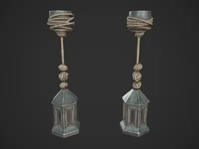 Hanging Medieval Lamp Low-poly 3D model