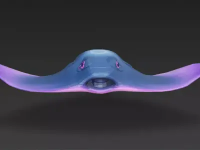 Cartoon Cyberpunk Stingray Low-poly 3D model
