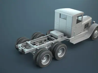 ZIS-6 Flatbed Truck High-Poly 3D model