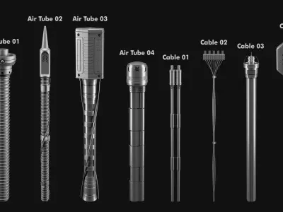 Sci-Fi subdiv tubes and cables free version Free 3D model