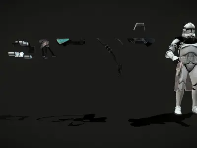 Clear standard clone trooper pack Low-poly 3D model