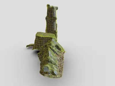 grave with tree motives Low-poly 3D model