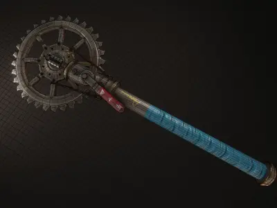 Cogwheel Axe Low-poly 3D model