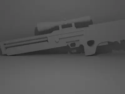 WA2000 game ready rifle with scope Low-poly 3D model