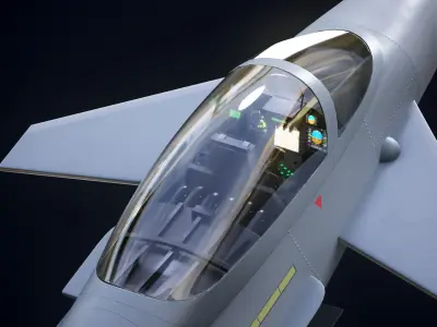 Eurofighter Typhoon With The Cockpit Military Jet Plane Low-poly 3D model