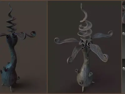 Stylized Fantasy Spiral Flower Low-poly 3D model
