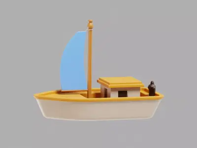 Yacht Cartoon Low-poly 3D model