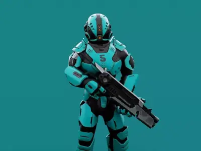 CYBORG SOLDIER RX-1500 Rigged Unreal Engine - Unity - MIXAMO  3D model