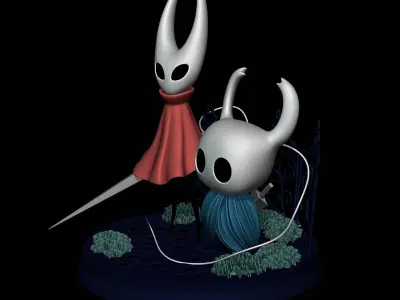 KNIGHT AND HORNET FROM HOLLOW KNIGHT Low-poly 3D model