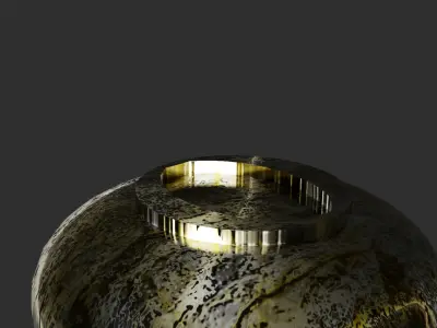 Metal bowl in color likes stone  Low-poly 3D model
