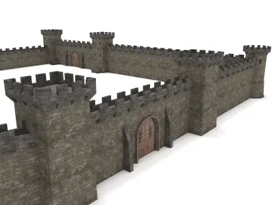 Castle Walls - Modular Set Low-poly 3D model