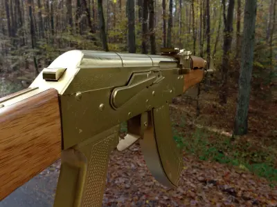 AK47 Golden Version01  GameReady  Low-poly 3D model
