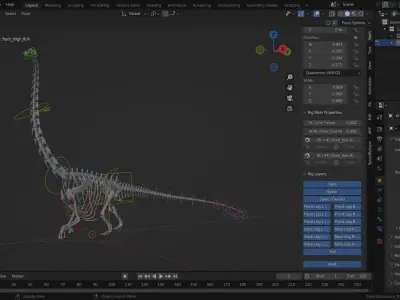 Argentinosaurus Rigged Skeleton Low-poly 3D model