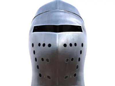 Medieval Knight Great Helm Helmet Low Poly PBR 4K Low-poly 3D model