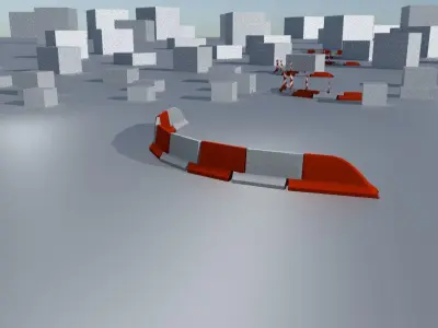 White and Red Road Traffic Barrier - Part 25 - Low-poly 3D model
