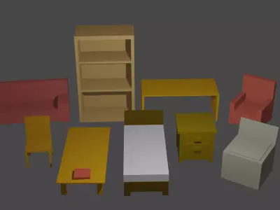 Basic Furniture Pack Free low-poly 3D model