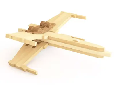 Spaceship wooden toy 02 3D model