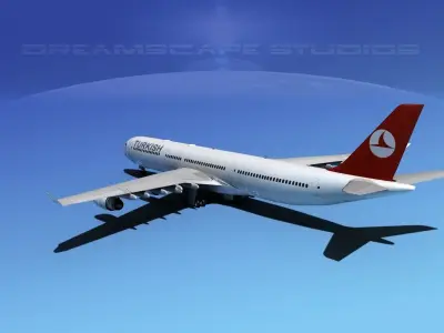 Airbus A340-600 Turkish Air 3D model