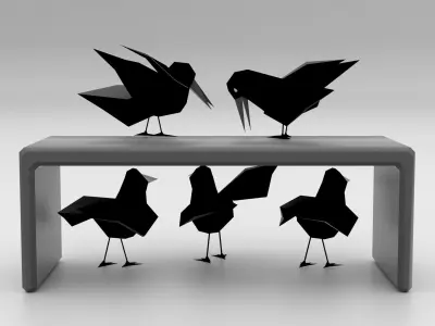 Cartoon Birds Low-poly 3D model
