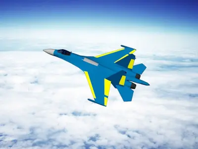 Su-27 ukrainian fighter jet Low-poly 3D model