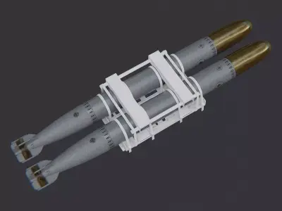 torpedo rack with dual missiles Low-poly 3D model